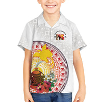 Hapi De Bilong Indipendens Papua New Guinea Family Matching Puletasi and Hawaiian Shirt PNG Lime Pot LT7 Son's Shirt White - Polynesian Pride