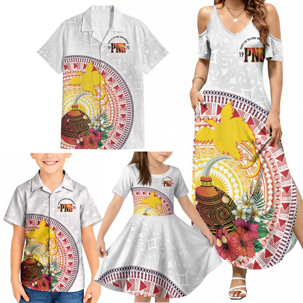 Hapi De Bilong Indipendens Papua New Guinea Family Matching Summer Maxi Dress and Hawaiian Shirt PNG Lime Pot LT7 - Polynesian Pride