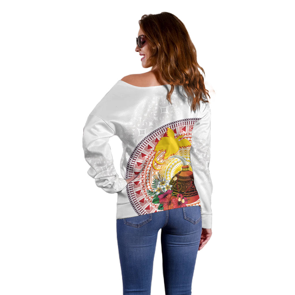 Hapi De Bilong Indipendens Papua New Guinea Off Shoulder Sweater PNG Lime Pot