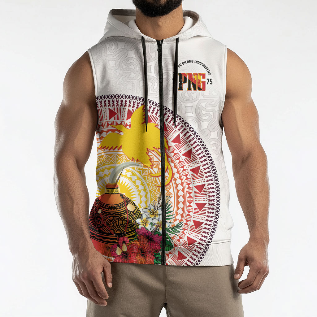 Hapi De Bilong Indipendens Papua New Guinea Sleeveless Zip Hoodie PNG Lime Pot