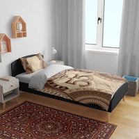 Bula Fiji Day 55th Anniversary Masi Tapa Bedding Set Emerald Jubilee - Beige - Polynesian Pride
