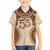 Bula Fiji Day 55th Anniversary Masi Tapa Family Matching Off Shoulder Short Dress and Hawaiian Shirt Emerald Jubilee - Beige - Polynesian Pride