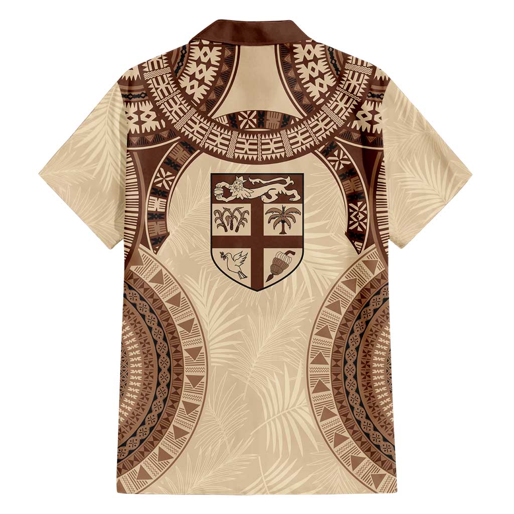 Bula Fiji Day 55th Anniversary Masi Tapa Family Matching Summer Maxi Dress and Hawaiian Shirt Emerald Jubilee - Beige LT7 - Polynesian Pride