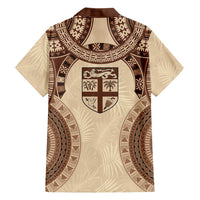 Bula Fiji Day 55th Anniversary Masi Tapa Hawaiian Shirt Emerald Jubilee - Beige - Polynesian Pride