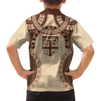 Bula Fiji Day 55th Anniversary Masi Tapa Kid Hawaiian Shirt Emerald Jubilee - Beige - Polynesian Pride