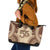 Bula Fiji Day 55th Anniversary Masi Tapa Leather Tote Bag Emerald Jubilee - Beige - Polynesian Pride