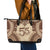 Bula Fiji Day 55th Anniversary Masi Tapa Leather Tote Bag Emerald Jubilee - Beige - Polynesian Pride