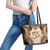 Bula Fiji Day 55th Anniversary Masi Tapa Leather Tote Bag Emerald Jubilee - Beige - Polynesian Pride