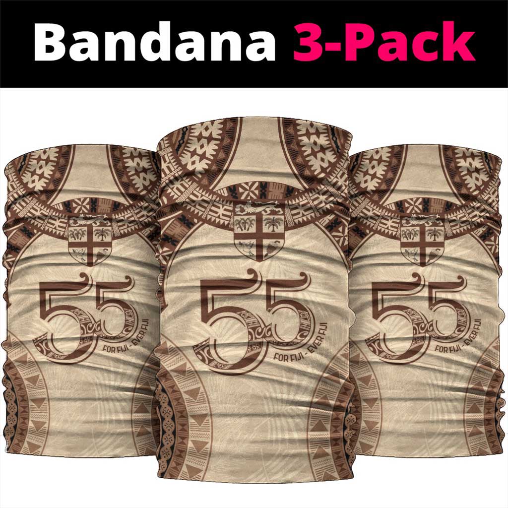 Bula Fiji Day 55th Anniversary Masi Tapa Neck Gaiter Emerald Jubilee - Beige LT7
