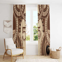 Bula Fiji Day 55th Anniversary Masi Tapa Window Curtain Emerald Jubilee - Beige - Polynesian Pride