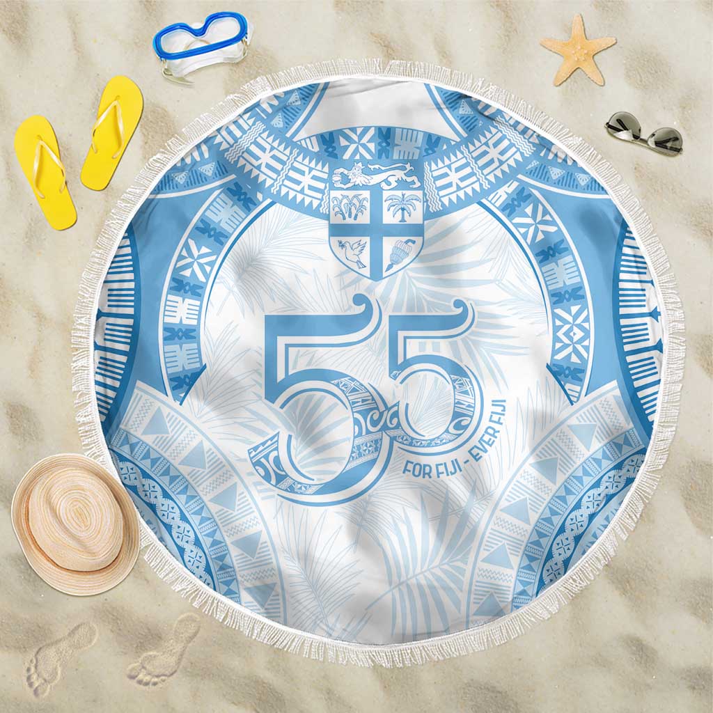 Bula Fiji Day 55th Anniversary Masi Tapa Beach Blanket Emerald Jubilee - Turquoise - Polynesian Pride