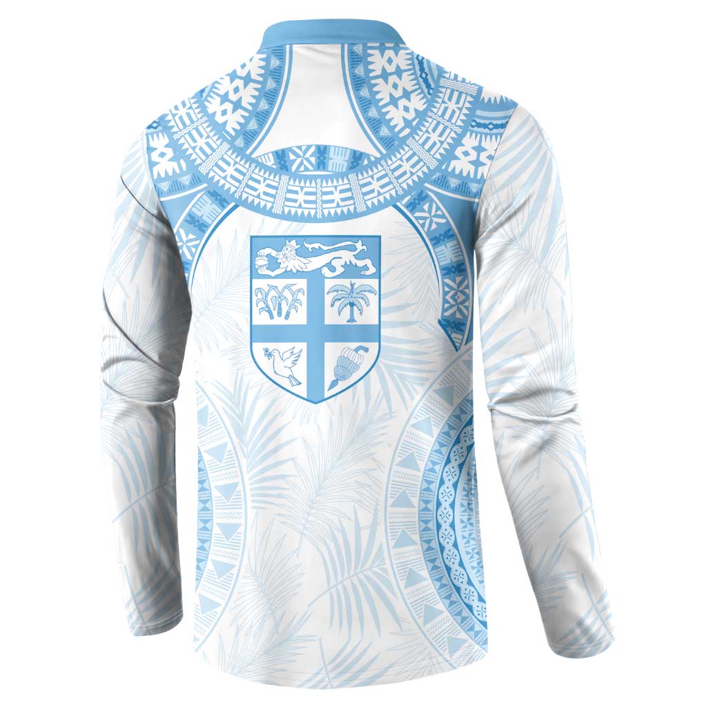 Bula Fiji Day 55th Anniversary Masi Tapa Button Sweatshirt Emerald Jubilee - Turquoise - Polynesian Pride