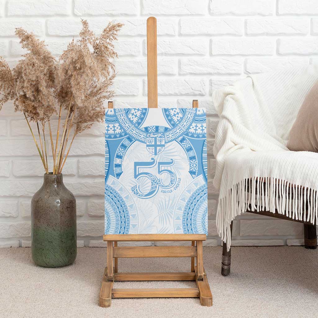 Bula Fiji Day 55th Anniversary Masi Tapa Canvas Wall Art Emerald Jubilee - Turquoise - Polynesian Pride