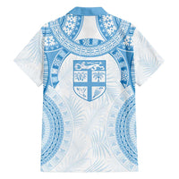 Bula Fiji Day 55th Anniversary Masi Tapa Family Matching Long Sleeve Bodycon Dress and Hawaiian Shirt Emerald Jubilee - Turquoise LT7 - Polynesian Pride