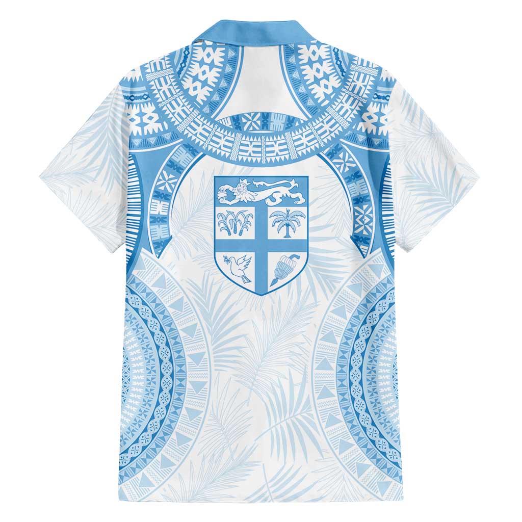 Bula Fiji Day 55th Anniversary Masi Tapa Family Matching Off Shoulder Maxi Dress and Hawaiian Shirt Emerald Jubilee - Turquoise LT7 - Polynesian Pride