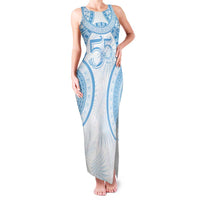 Bula Fiji Day 55th Anniversary Masi Tapa Family Matching Tank Maxi Dress and Hawaiian Shirt Emerald Jubilee - Turquoise LT7 Mom's Dress Turquoise - Polynesian Pride