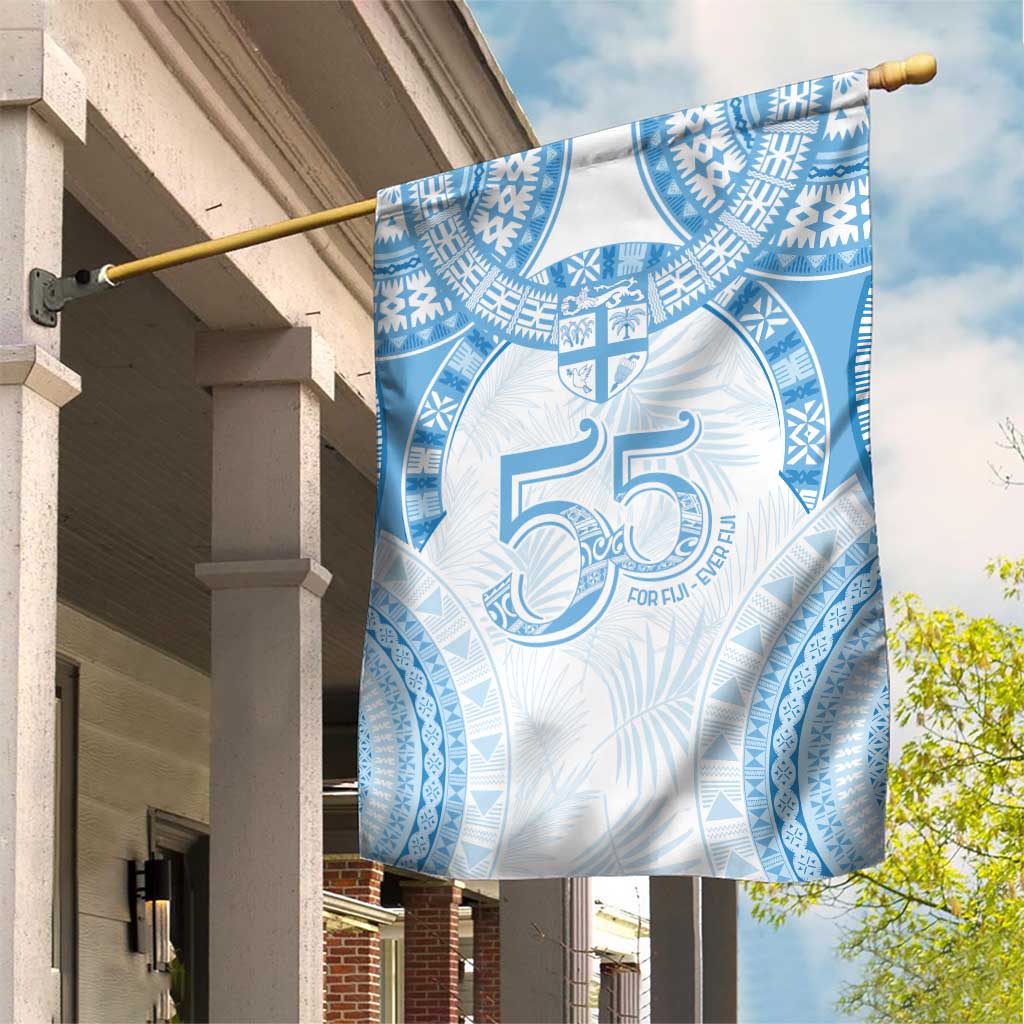 Bula Fiji Day 55th Anniversary Masi Tapa Garden Flag Emerald Jubilee - Turquoise LT7 House Flag Turquoise - Polynesian Pride