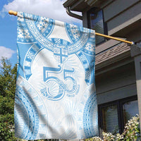 Bula Fiji Day 55th Anniversary Masi Tapa Garden Flag Emerald Jubilee - Turquoise LT7 - Polynesian Pride