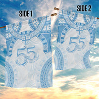 Bula Fiji Day 55th Anniversary Masi Tapa Garden Flag Emerald Jubilee - Turquoise LT7 - Polynesian Pride
