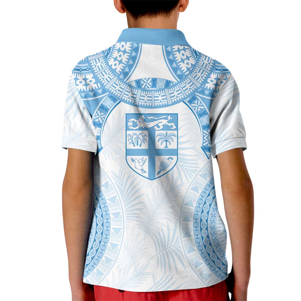 Bula Fiji Day 55th Anniversary Masi Tapa Kid Polo Shirt Emerald Jubilee - Turquoise - Polynesian Pride
