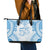 Bula Fiji Day 55th Anniversary Masi Tapa Leather Tote Bag Emerald Jubilee - Turquoise - Polynesian Pride