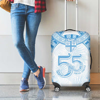 Bula Fiji Day 55th Anniversary Masi Tapa Luggage Cover Emerald Jubilee - Turquoise - Polynesian Pride