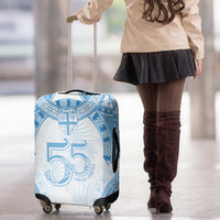 Bula Fiji Day 55th Anniversary Masi Tapa Luggage Cover Emerald Jubilee - Turquoise - Polynesian Pride