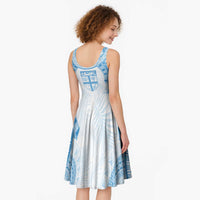 Bula Fiji Day 55th Anniversary Masi Tapa Midi Dress Emerald Jubilee - Turquoise - Polynesian Pride