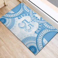 Bula Fiji Day 55th Anniversary Masi Tapa Rubber Doormat Emerald Jubilee - Turquoise - Polynesian Pride