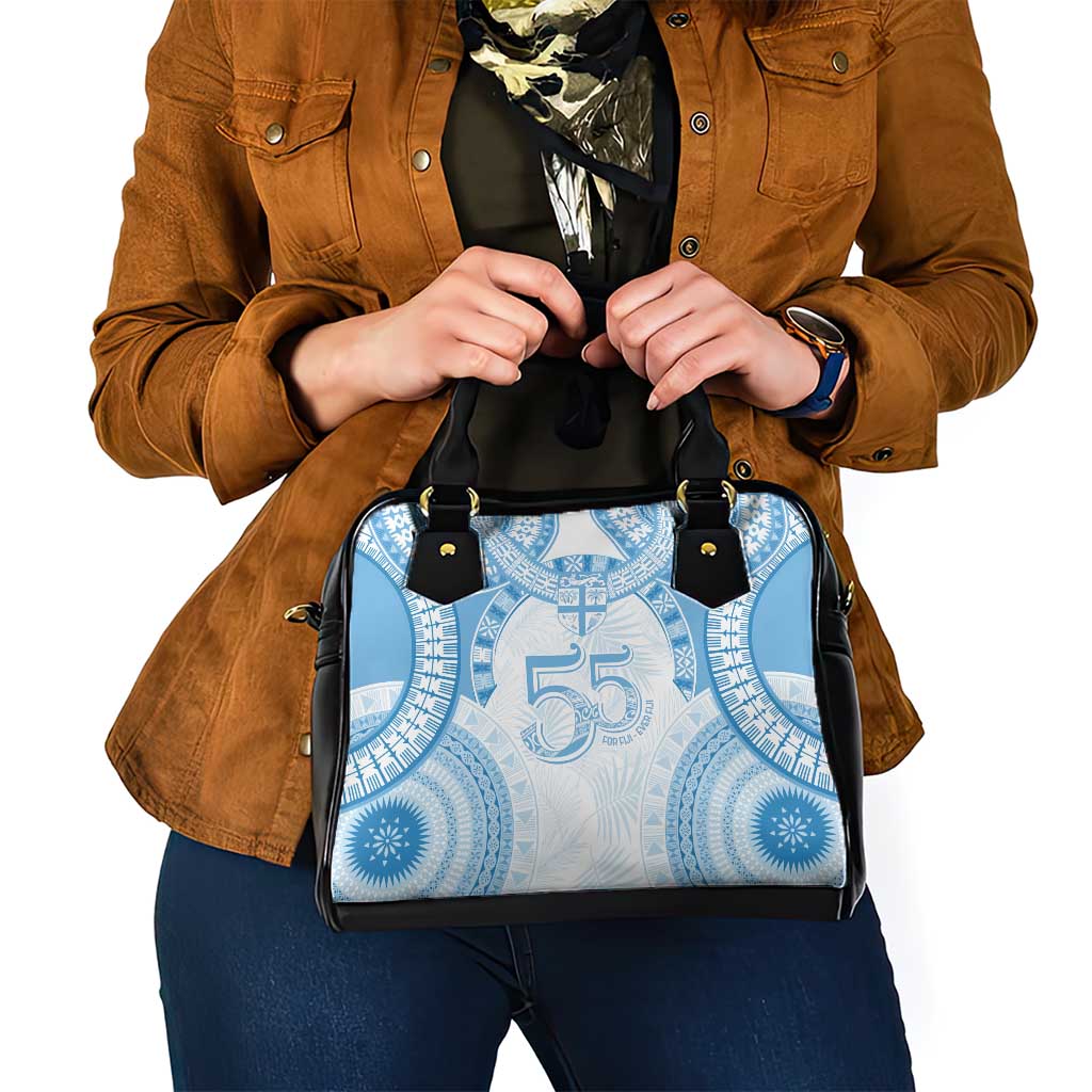 Bula Fiji Day 55th Anniversary Masi Tapa Shoulder Handbag Emerald Jubilee - Turquoise - Polynesian Pride