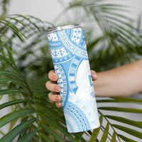 Bula Fiji Day 55th Anniversary Masi Tapa Skinny Tumbler Emerald Jubilee - Turquoise - Polynesian Pride