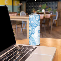 Bula Fiji Day 55th Anniversary Masi Tapa Skinny Tumbler Emerald Jubilee - Turquoise - Polynesian Pride