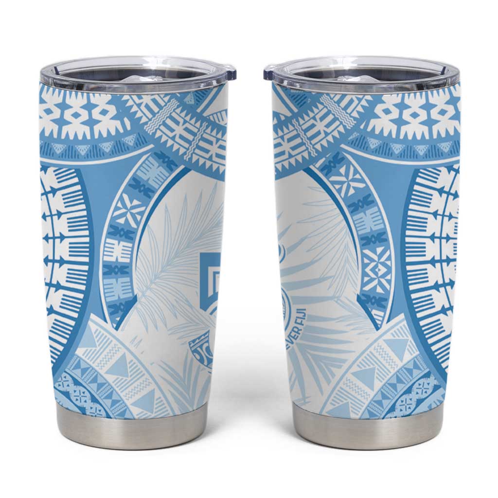 Bula Fiji Day 55th Anniversary Masi Tapa Tumbler Cup Emerald Jubilee - Turquoise - Polynesian Pride