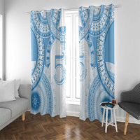 Bula Fiji Day 55th Anniversary Masi Tapa Window Curtain Emerald Jubilee - Turquoise - Polynesian Pride