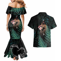 Maori Hongi Valentine Couples Matching Mermaid Dress and Hawaiian Shirt Aroha Ahau Ki A Koe LT7 - Polynesian Pride