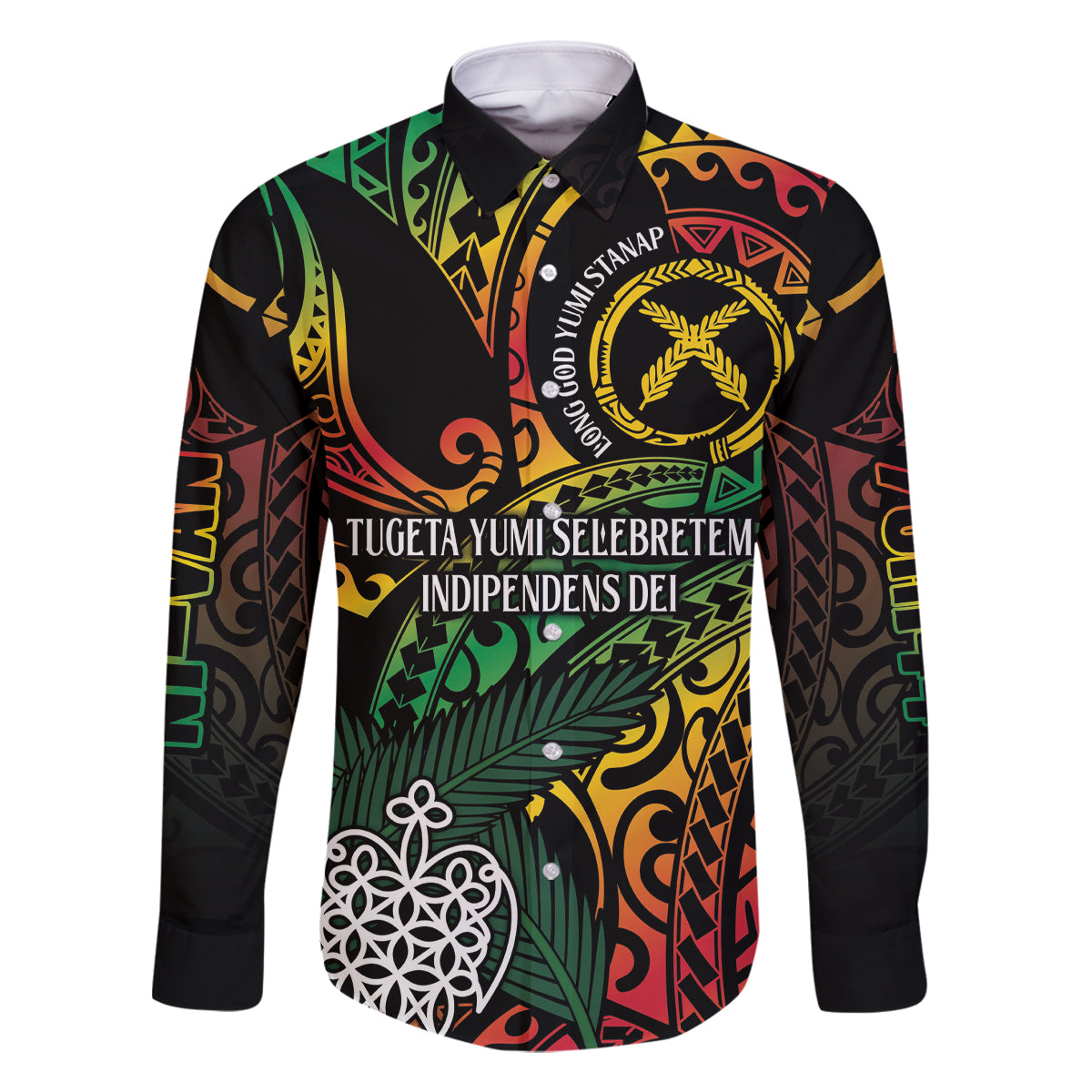 Vanuatu Indipendens Dei Family Matching Long Sleeve Bodycon Dress and Hawaiian Shirt Mix Traditional Sand Drawing LT7 Dad's Shirt - Long Sleeve Colorful - Polynesian Pride