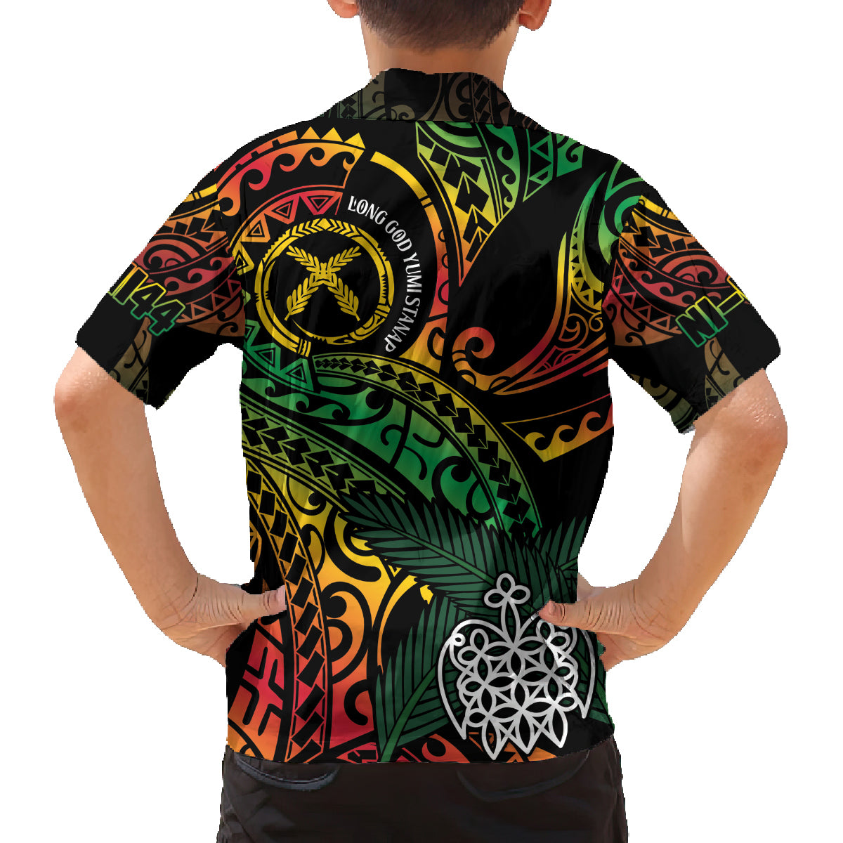 Vanuatu Indipendens Dei Family Matching Off The Shoulder Long Sleeve Dress and Hawaiian Shirt Mix Traditional Sand Drawing LT7 - Polynesian Pride