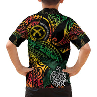 Vanuatu Indipendens Dei Family Matching Off The Shoulder Long Sleeve Dress and Hawaiian Shirt Mix Traditional Sand Drawing LT7 - Polynesian Pride