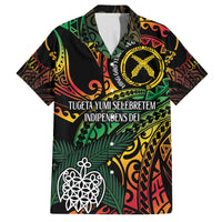 Vanuatu Indipendens Dei Family Matching Off The Shoulder Long Sleeve Dress and Hawaiian Shirt Mix Traditional Sand Drawing LT7 Dad's Shirt - Short Sleeve Colorful - Polynesian Pride