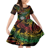 Vanuatu Indipendens Dei Family Matching Tank Maxi Dress and Hawaiian Shirt Mix Traditional Sand Drawing LT7 Daughter's Dress Colorful - Polynesian Pride