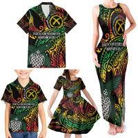Vanuatu Indipendens Dei Family Matching Tank Maxi Dress and Hawaiian Shirt Mix Traditional Sand Drawing LT7 - Polynesian Pride