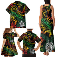 Vanuatu Indipendens Dei Family Matching Tank Maxi Dress and Hawaiian Shirt Mix Traditional Sand Drawing LT7 - Polynesian Pride