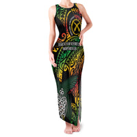 Vanuatu Indipendens Dei Family Matching Tank Maxi Dress and Hawaiian Shirt Mix Traditional Sand Drawing LT7 Mom's Dress Colorful - Polynesian Pride
