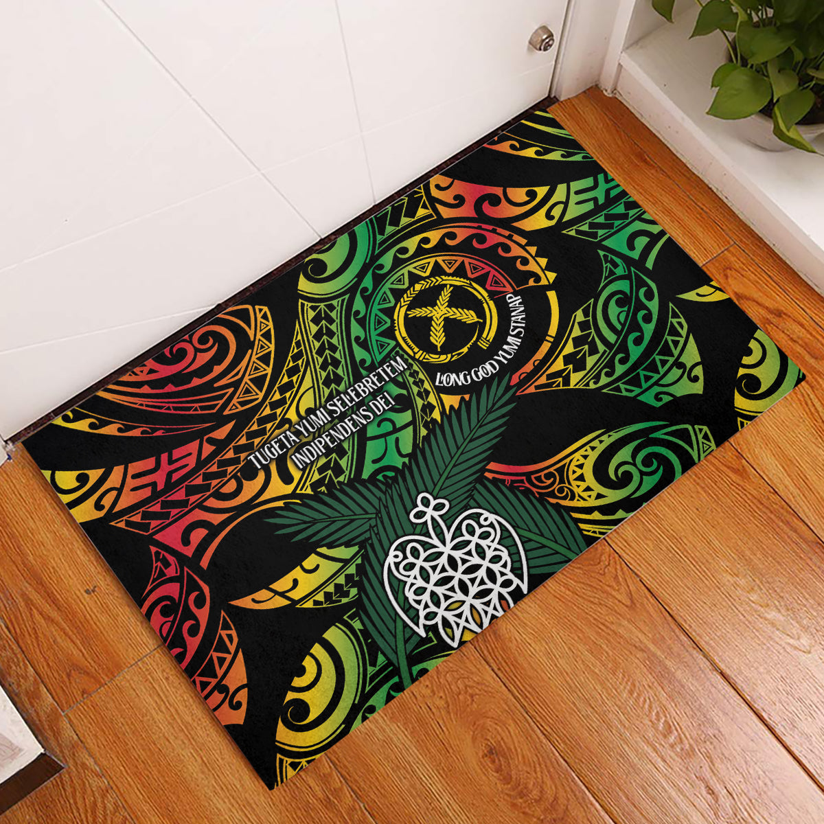 Vanuatu Indipendens Dei Rubber Doormat Mix Traditional Sand Drawing