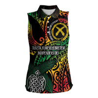 Vanuatu Indipendens Dei Women Sleeveless Polo Shirt Mix Traditional Sand Drawing