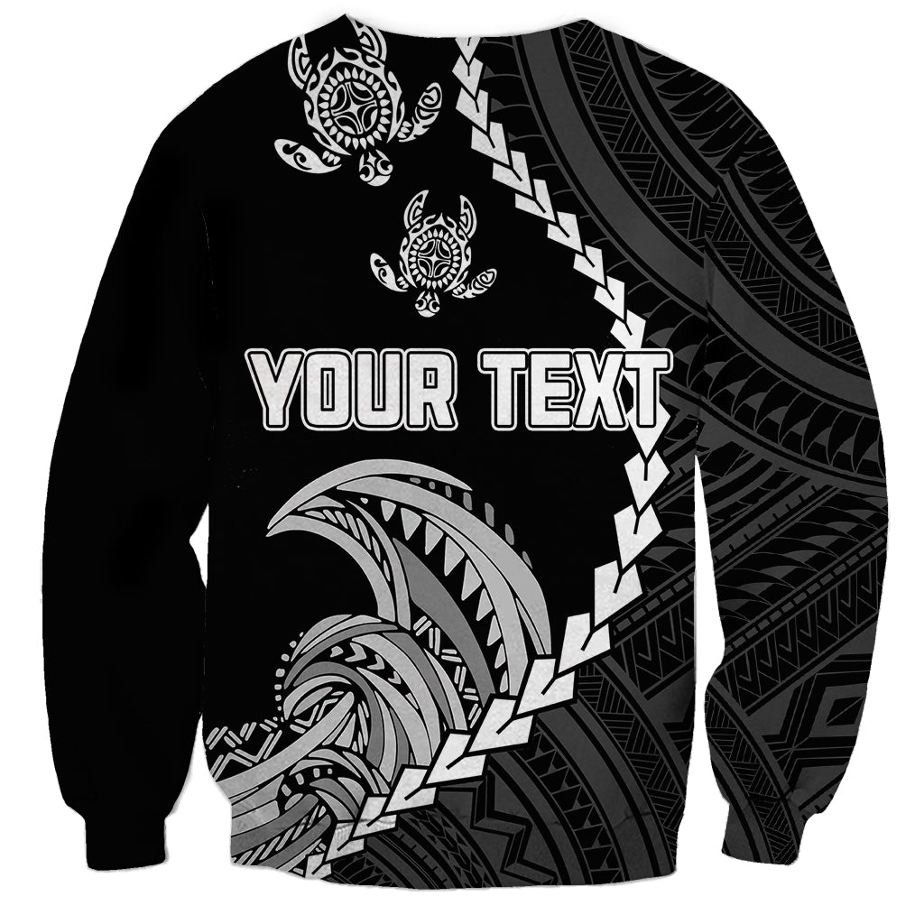 Personalised Guam Sweatshirt Tribal Turtles Curves Style - Black LT7 - Polynesian Pride