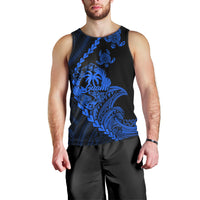 Personalised Guam Men Tank Top Tribal Turtles Curves Style - Blue LT7 - Polynesian Pride