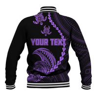 Personalised Guam Baseball Jacket Tribal Turtles Curves Style - Purple LT7 - Polynesian Pride