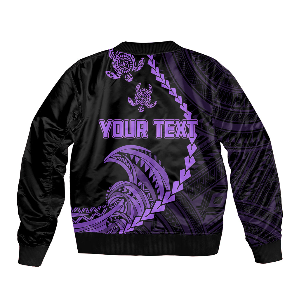 Personalised Guam Bomber Jacket Tribal Turtles Curves Style - Purple LT7 - Polynesian Pride