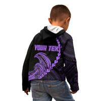 Personalised Guam Kid Hoodie Tribal Turtles Curves Style - Purple LT7 - Polynesian Pride